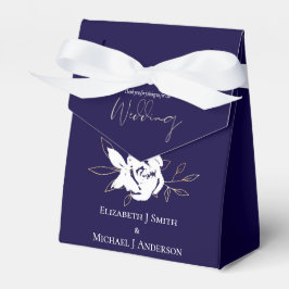 Elegant Navy Blue White Gold Wedding Bedankdoosjes