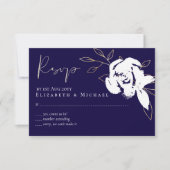 Elegant Navy Blue White Gold Wedding RSVP Menu (Voorkant)