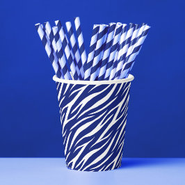 Elegant Navy Blue & White Graphic Trendy Zebra Papieren Bekers
