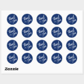 Elegant Navy Blue White Hartelijk dank Ronde Sticker (Vel)