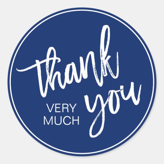 Elegant Navy Blue White Hartelijk dank Ronde Sticker (Voorkant)