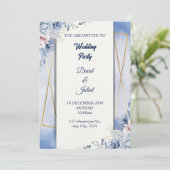 Elegant Navy Blue & White Kaart (Staand voorkant)