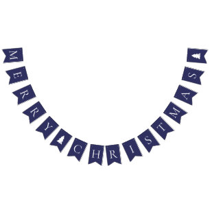 Elegant Navy Blue White kerst Vlaggetjes