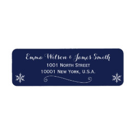 Elegant Navy Blue White-kerstAdresetiketten Etiket