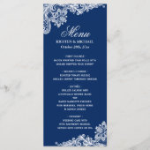 Elegant Navy Blue White Lace Wedding Menu Sjabloon (Voorkant)