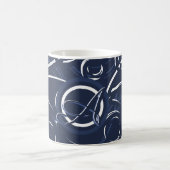 Elegant Navy Blue & White Monogrammed Pattern Koffiemok (Center)