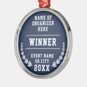 Elegant Navy Blue White Recognition Business Medal Metalen Ornament (Links)