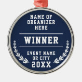 Elegant Navy Blue White Recognition Business Medal Metalen Ornament (Voorkant)