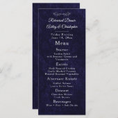 Elegant Navy Blue White Rehearsal Dinner Menu (Voorkant / Achterkant)
