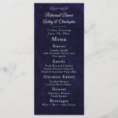 Elegant Navy Blue White Rehearsal Dinner Menu (Voorkant)