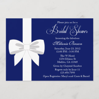 Elegant Navy Blue White Ribbon Vrijgezellenfeest Kaart