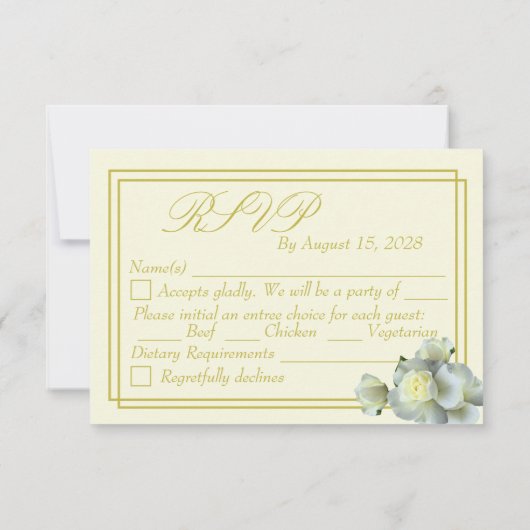 Elegant Navy Blue White Roses Minimale RSVP-kaart RSVP Kaartje (Achterkant)