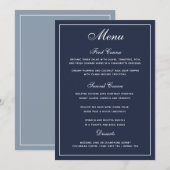 Elegant Navy Blue White Script Wedding Menu (Voorkant / Achterkant)