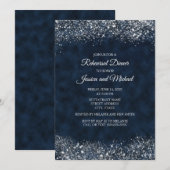Elegant Navy Blue White Stardust Wedding Rehearsal Kaart (Voorkant / Achterkant)