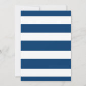 Elegant Navy Blue White Stripes Birthday Party Kaart (Achterkant)