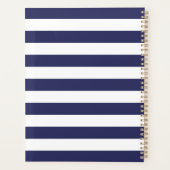 Elegant Navy Blue White Stripes Pattern Planner (Achterkant)
