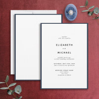 Elegant Navy Blue & White Typography Wedding