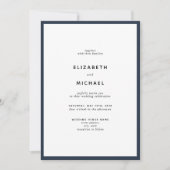 Elegant Navy Blue & White Typography Wedding Kaart (Voorkant)