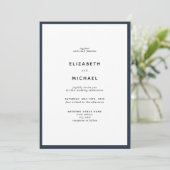 Elegant Navy Blue & White Typography Wedding Kaart (Staand voorkant)