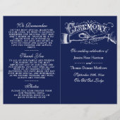 Elegant Navy Blue & White Wedding Ceremony Program (Voorkant)