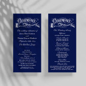 Elegant Navy Blue & White Wedding Ceremony Program Programmakaart