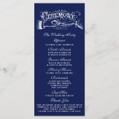 Elegant Navy Blue & White Wedding Ceremony Program Programmakaart (Achterkant)