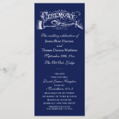 Elegant Navy Blue & White Wedding Ceremony Program Programmakaart (Voorkant)