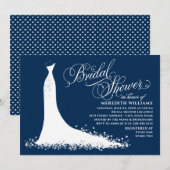 Elegant Navy Blue White Wedding Gown Vrijgezellenf Kaart (Voorkant / Achterkant)