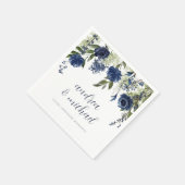 Elegant Navy Blue Wildflower Floral Wedding Napki Servet (Hoek)