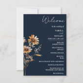 Elegant Navy Blue Wildflower huwelijksprogramma Ka (Voorkant)