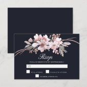 Elegant Navy Blue Winter Modern Wedding RSVP Kaartje (Voorkant / Achterkant)