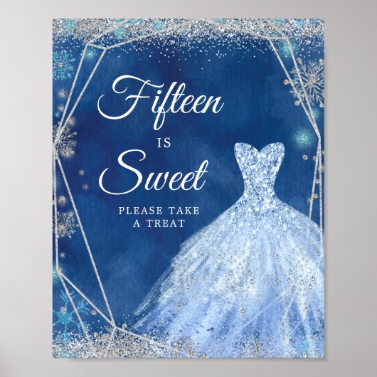 Elegant Navy Blue Winter Quinceanera 15e is zoet Poster (Voorkant)