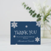 Elegant navy blue Winter Snowflake Hartelijk dank! (Staand voorkant)
