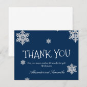 Elegant navy blue Winter Snowflake Hartelijk dank! (Voorkant / Achterkant)