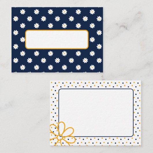 Elegant Navy Blue with White Daisy Pattern Notitiekaartje (Voorkant / Achterkant)