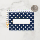 Elegant Navy Blue with White Daisy Pattern Notitiekaartje (Voorkant / Achterkant in situ)