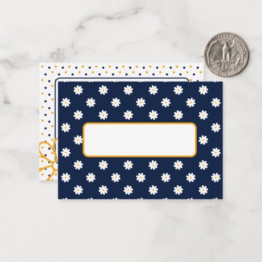 Elegant Navy Blue with White Daisy Pattern Notitiekaartje (Voorkant / Achterkant in situ)
