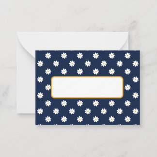 Elegant Navy Blue with White Daisy Pattern Notitiekaartje