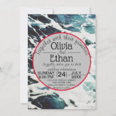 Elegant Navy Blue Zee Waves Kustbruiloft Kaart (Voorkant)