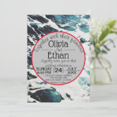 Elegant Navy Blue Zee Waves Kustbruiloft Kaart (Staand voorkant)