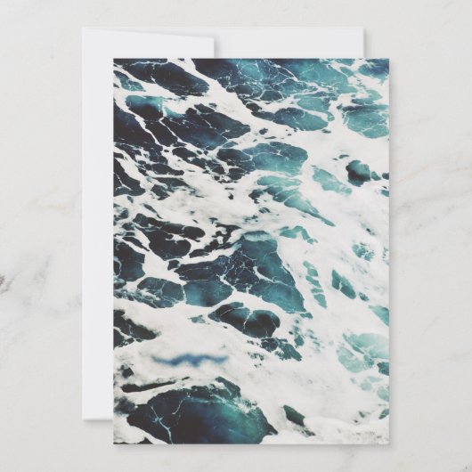 Elegant Navy Blue Zee Waves Kustbruiloft Kaart (Achterkant)