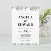 Elegant Navy Blush Pink Wedding Invitation Kaart (Staand voorkant)