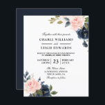 Elegant Navy Blush Wedding on a Budget Invitation<br><div class="desc">Een goedkoper alternatief dan een standaarduitnodiging.</div>