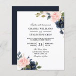 Elegant Navy Blush Wedding on a Budget Invitation<br><div class="desc">Een goedkoper alternatief dan een standaarduitnodiging.</div>