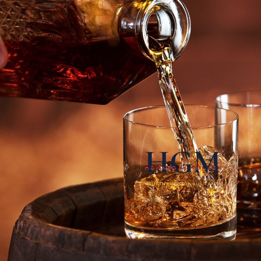 Elegant Navy Bourgondië Gold 3 Letter Monogram Log Whisky Glas