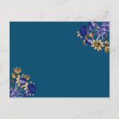 Elegant Navy Brown Minimalist Floral Save the Date Aankondigingskaart (Achterkant)