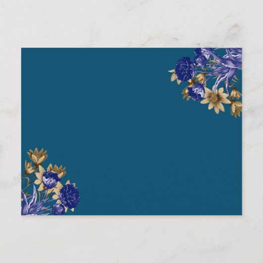 Elegant Navy Brown Minimalist Floral Save the Date Aankondigingskaart (Achterkant)