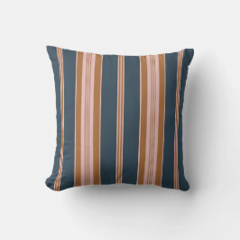 Elegant Navy Brown Pink Ticking Stripe Kussen