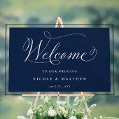 Elegant Navy Bruiloft Welkom Acryl Bord