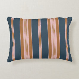 Elegant Navy Bruin Roze Ticking Streep Accent Kussen